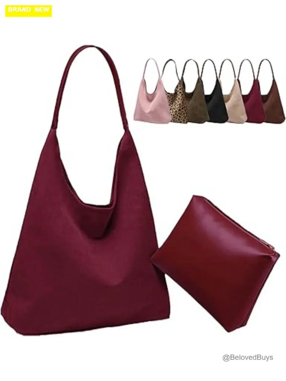 Large Work Tote Bag Boho Slouchy Faux Suede Purse Handbag